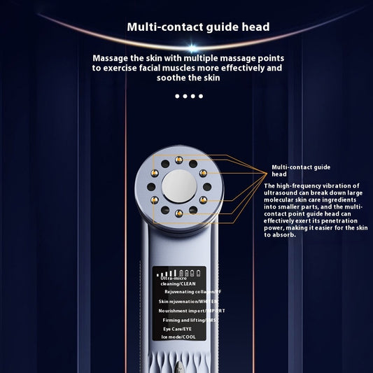 Ice Compress RF Inductive Therapeutical Instrument Color Light EMS Micro Current Facial Massage