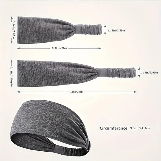 5-Piece Women's Anti-Slip Sports Sweat-Absorbing Headbands Elastic Yoga Fitness Running Headbands Unisex