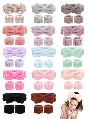 Wash Face Headbands for Women Coral Fleece Hair Bands Cuff Waterproof Bands Absorbent Wristbands Head Band Hair Accessories Set