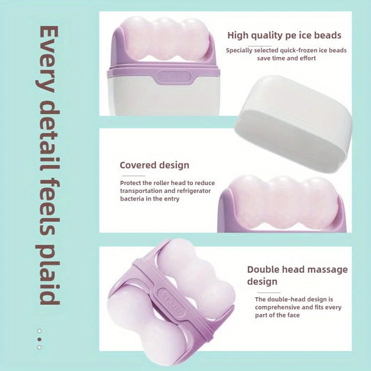 Double-headed ice roller, used for facial and head massage, made of resin material, non-electric skin care tool